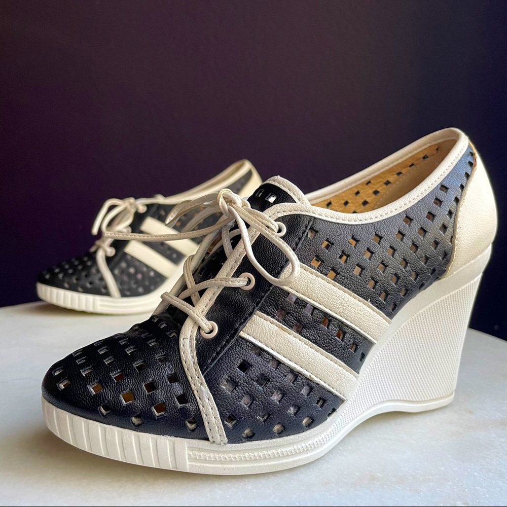Michael Kors Leather Laser Cut Wedges